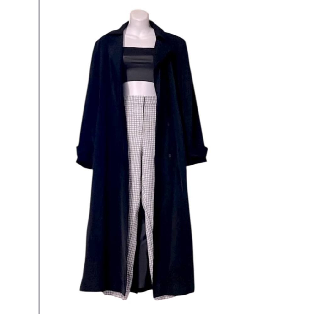 Michael Michael Kors Womans Black Classic Soft Flowy Long Trench Rain Coat Sz 10